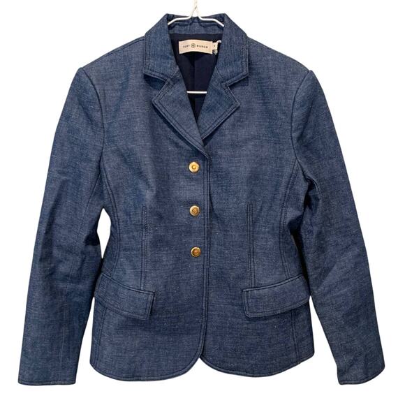 Tory Burch Raw Denim Blazer Size 6 - Picture 5 of 11